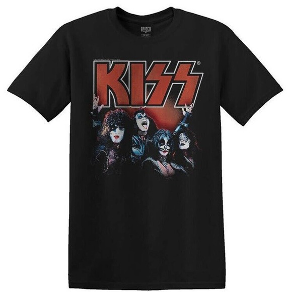 KISS Hard Rock Heavy Metal Band Men's Group Picture Tee T-Shirt - Picture 1 of 1